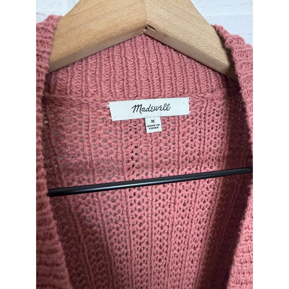 MADEWELL Women's M Bauble Pom Pom Cotton Knit Cardigan Sweater Dusty Rose Boho - Picture 9 of 16